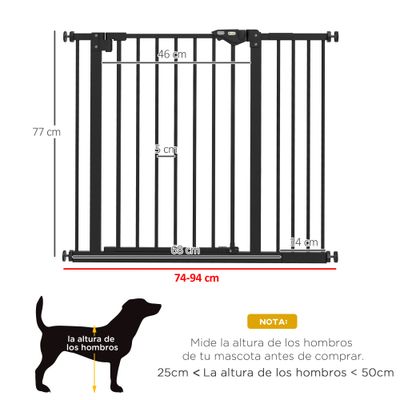 PawHut Barrera de Seguridad 94x2x77 cm Negro