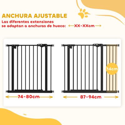 PawHut Barrera de Seguridad 94x2x77 cm Negro