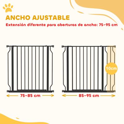 PawHut Barrera de Seguridad 95x1.5x76 cm Negro