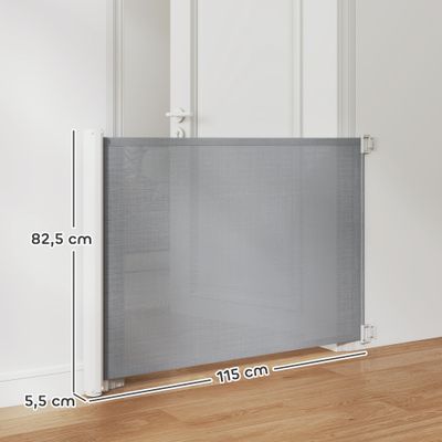 PawHut Barrera de Seguridad 115x5.5x82.5 cm Gris