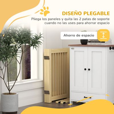 PawHut Barrera para Perro 204x36x75 cm Madera Natural