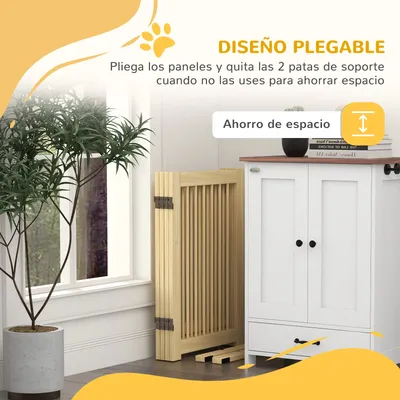 PawHut Barrera para Perro 204x36x75 cm Madera Natural