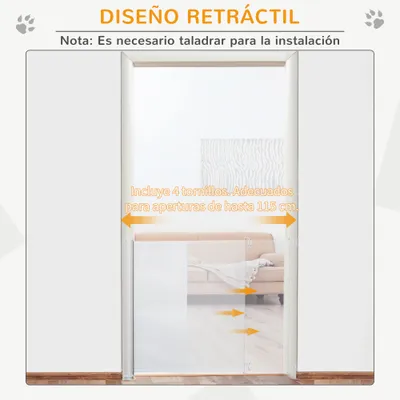 PawHut Barrera de Seguridad 115x5.5x82.5 cm Blanco PawHut Barrera de Seguridad 115x5.5x82.5 cm Blanco