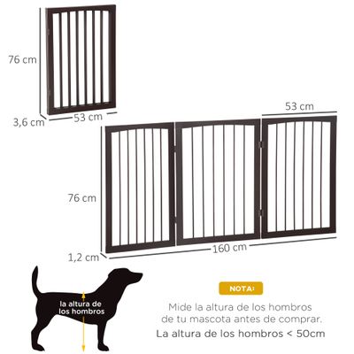 PawHut Barrera de Seguridad 160x1.2x76 cm Café