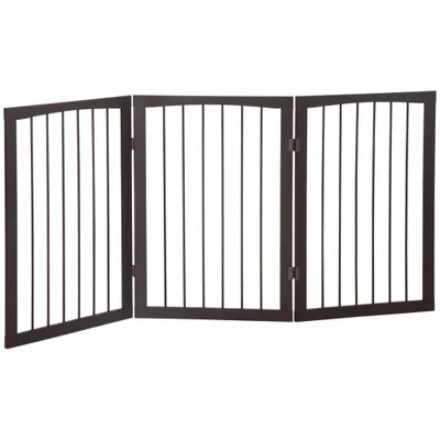 PawHut Barrera de Seguridad 160x1.2x76 cm Café