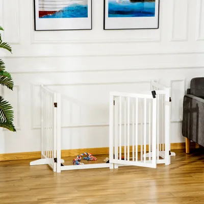 PawHut Barrera para Perro 237.5x36x80 cm Blanco