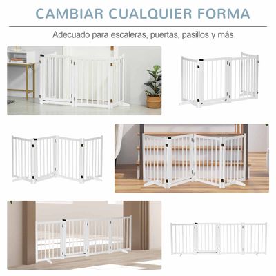 PawHut Barrera para Perro 237.5x36x80 cm Blanco