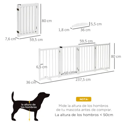 PawHut Barrera para Perro 237.5x36x80 cm Blanco PawHut Barrera para Perro 237.5x36x80 cm Blanco