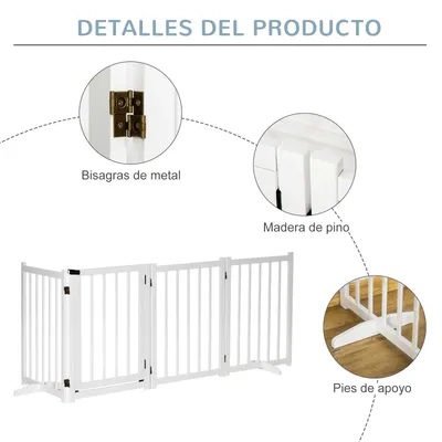 PawHut Barrera para Perro 237.5x36x80 cm Blanco PawHut Barrera para Perro 237.5x36x80 cm Blanco