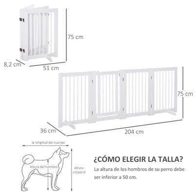 PawHut Barrera para Perro 204x36x75 cm Blanco
