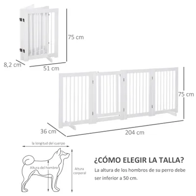 PawHut Barrera para Perro 204x36x75 cm Blanco PawHut Barrera para Perro 204x36x75 cm Blanco