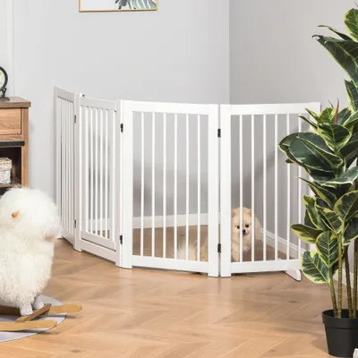 PawHut Barrera para Perro 204x36x75 cm Blanco