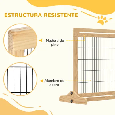 PawHut Barrera de Seguridad 180x36x69 cm Madera Natural PawHut Barrera de Seguridad 180x36x69 cm Madera Natural