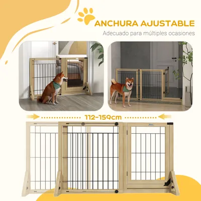 PawHut Barrera para Perro 159x44x70 cm Madera Natural PawHut Barrera para Perro 159x44x70 cm Madera Natural