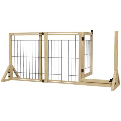 PawHut Barrera para Perro 159x44x70 cm Madera Natural