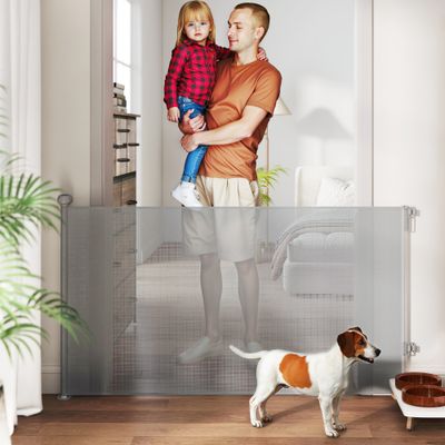 PawHut Barrera para Perro 146x9x86.5 cm Gris
