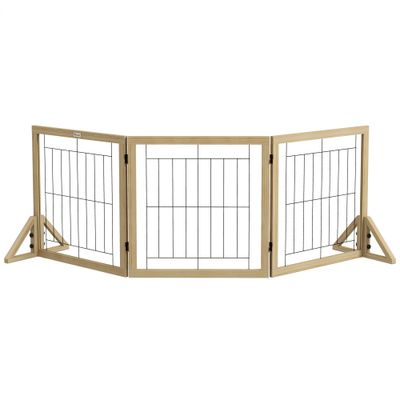 PawHut Barrera para Perro 210x44x70 cm Madera Natural