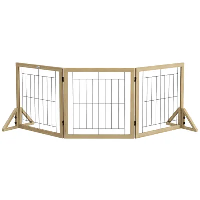 PawHut Barrera para Perro 210x44x70 cm Madera Natural PawHut Barrera para Perro 210x44x70 cm Madera Natural