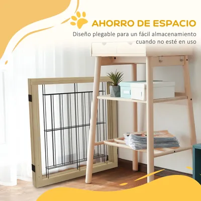 PawHut Barrera para Perro 210x44x70 cm Madera Natural PawHut Barrera para Perro 210x44x70 cm Madera Natural