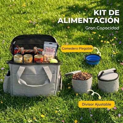 PawHut Bolso de Viaje para Perro 38x17x35 cm Gris Claro