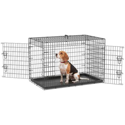 PawHut Jaula de Perro 90x57.5x62 cm Negro