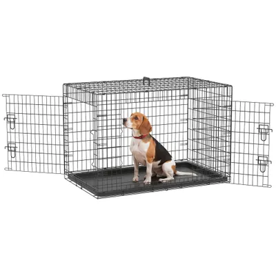 PawHut Jaula de Perro 90x57.5x62 cm Negro