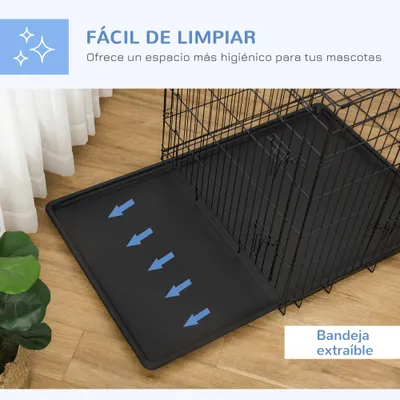 PawHut Jaula de Perro 90x57.5x62 cm Negro PawHut Jaula de Perro 90x57.5x62 cm Negro