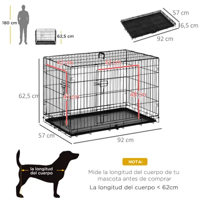 PawHut Jaula de Perro 90x57.5x62 cm Negro PawHut Jaula de Perro 90x57.5x62 cm Negro