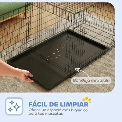 PawHut Jaula de Perro 121x76.5x81 cm Negro