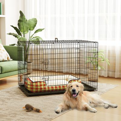 PawHut Jaula de Perro 121x76.5x81 cm Negro