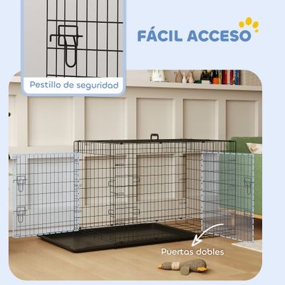 PawHut Jaula de Perro 121x76.5x81 cm Negro