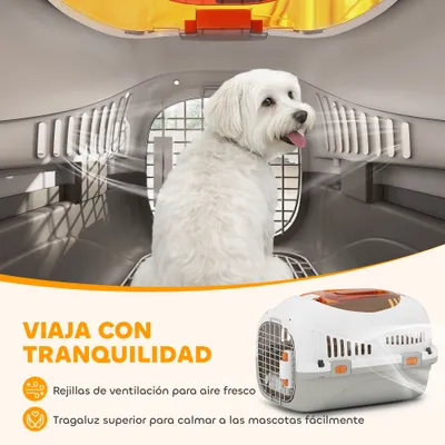 PawHut Transportín para Mascota 49x32x31 cm Gris Claro