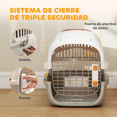 PawHut Transportín para Mascota 49x32x31 cm Gris Claro