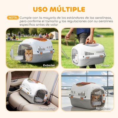 PawHut Transportín para Mascota 49x32x31 cm Gris Claro