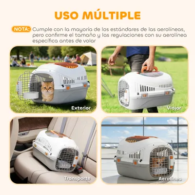 PawHut Transportín para Mascota 49x32x31 cm Gris Claro