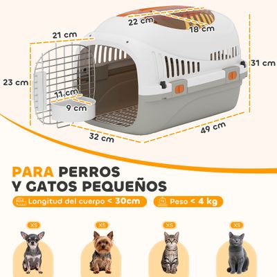 PawHut Transportín para Mascota 49x32x31 cm Gris Claro