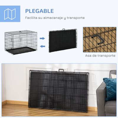 PawHut Jaula de Perro 106x71.5x76 cm Negro