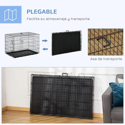 PawHut Jaula de Perro 106x71.5x76 cm Negro PawHut Jaula de Perro 106x71.5x76 cm Negro