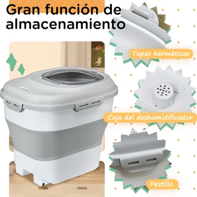PawHut Contenedor de Pienso 44x32x37 cm Gris PawHut Contenedor de Pienso 44x32x37 cm Gris