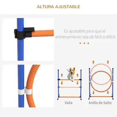 PawHut Conjunto de Entrenamiento 352x66x69 cm Azul y Naranja