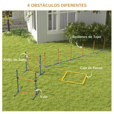 PawHut Conjunto de Entrenamiento 352x66x69 cm Azul y Naranja PawHut Conjunto de Entrenamiento 352x66x69 cm Azul y Naranja