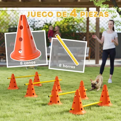 PawHut Set Agilidad Perro 80x22.5X30 cm Naranja