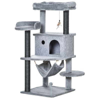 PawHut Árbol Rascador para Gato 48x48x107 cm Gris