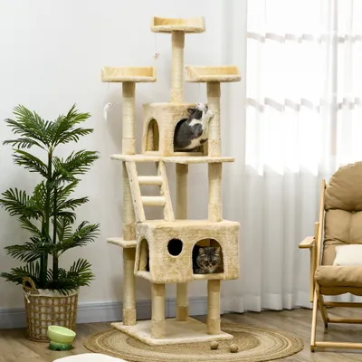 PawHut Árbol para Gato 60x50x181cm Beige