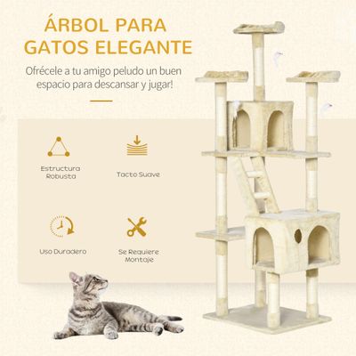 PawHut Árbol para Gato 60x50x181cm Beige