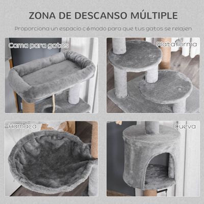 PawHut Árbol para Gato 48x48x120 cm Gris