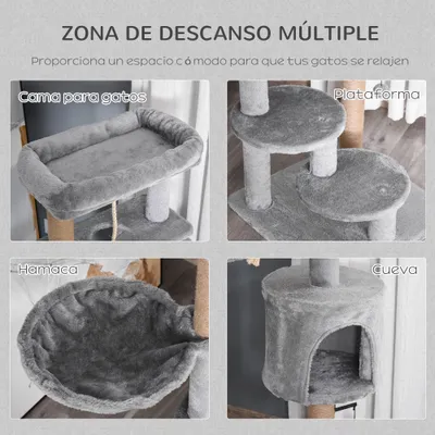 PawHut Árbol para Gato 48x48x120 cm Gris