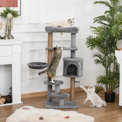 PawHut Árbol para Gato 48x48x120 cm Gris