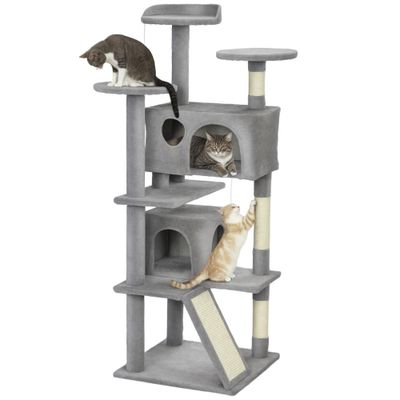 PawHut Árbol para Gato 49x49x138 cm Gris Claro