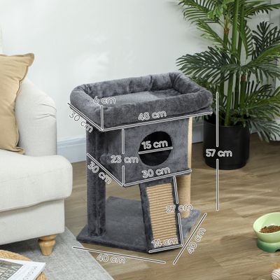 PawHut Árbol para Gato 40x40x57 cm Gris Oscuro
